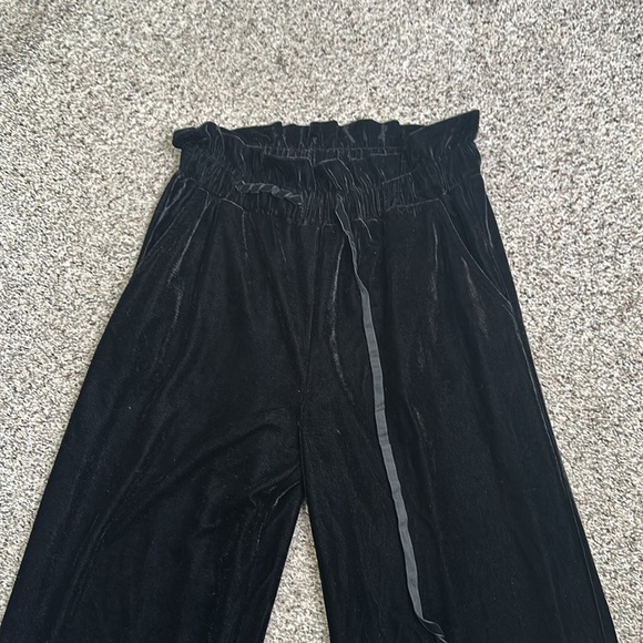Sans souci wide leg velvet black pants elastic waist size small new - Picture 3 of 11